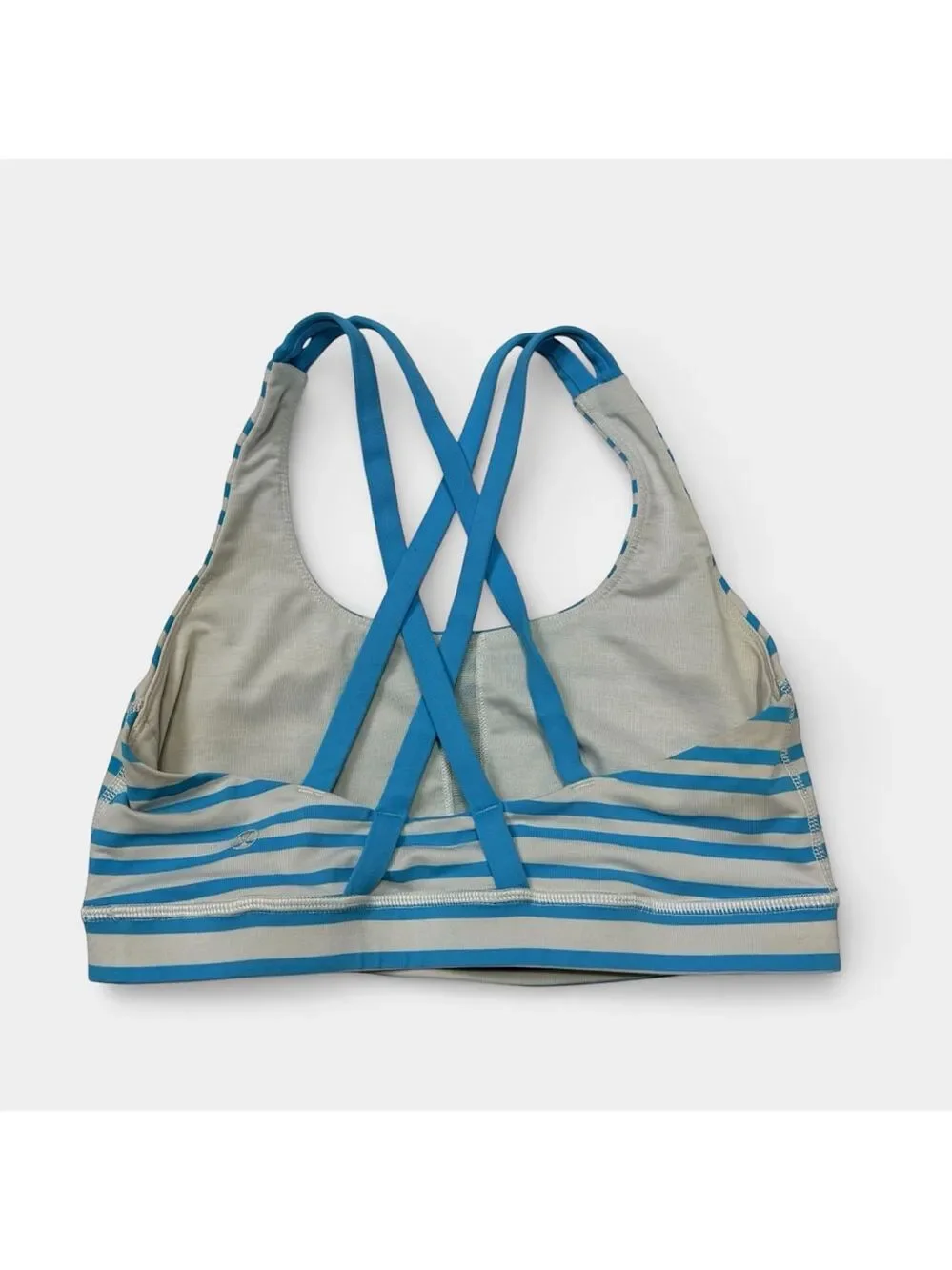 LULULEMON Energy Bra Twin Stripe Spry Blue Sports Bra, Athletic Bra, Sz 6 - Picture 6 of 13